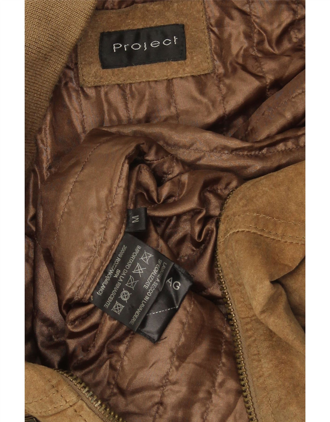 Jaqueta feminina de camurça PROJECT UK 14 couro bege médio