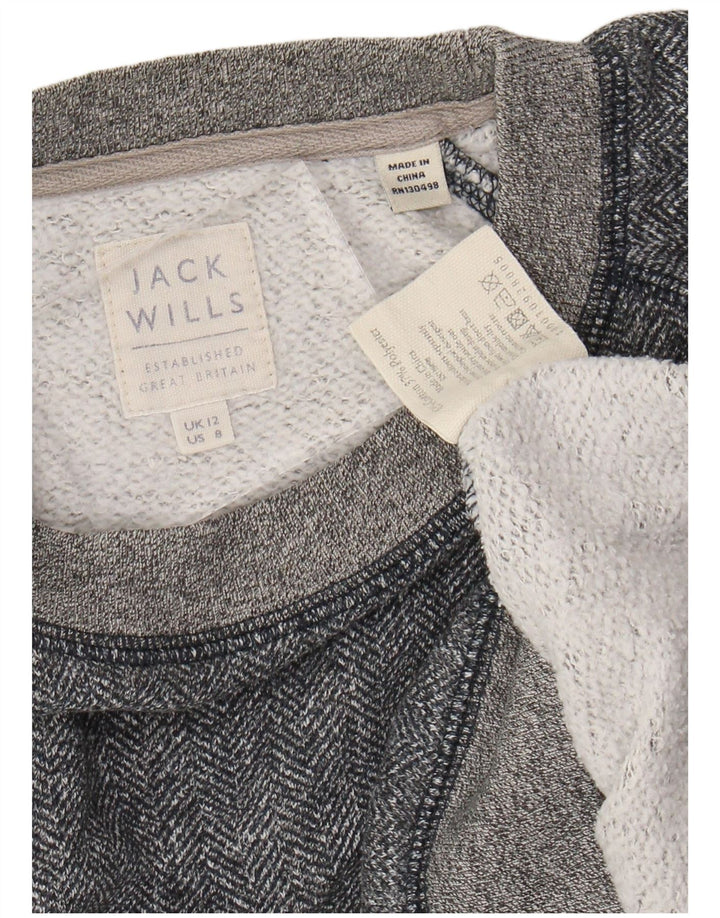 JACK WILLS Suéter feminino cropped Reino Unido 12 médio azul marinho salpicado