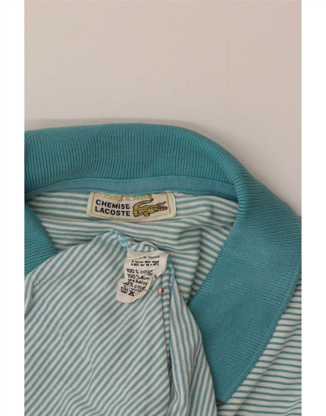 Camisa polo masculina Lacoste de algodão listrado azul médio