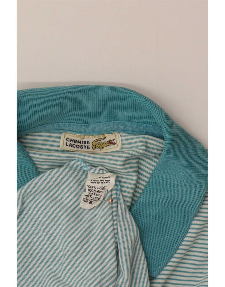 Camisa polo masculina Lacoste de algodão listrado azul médio