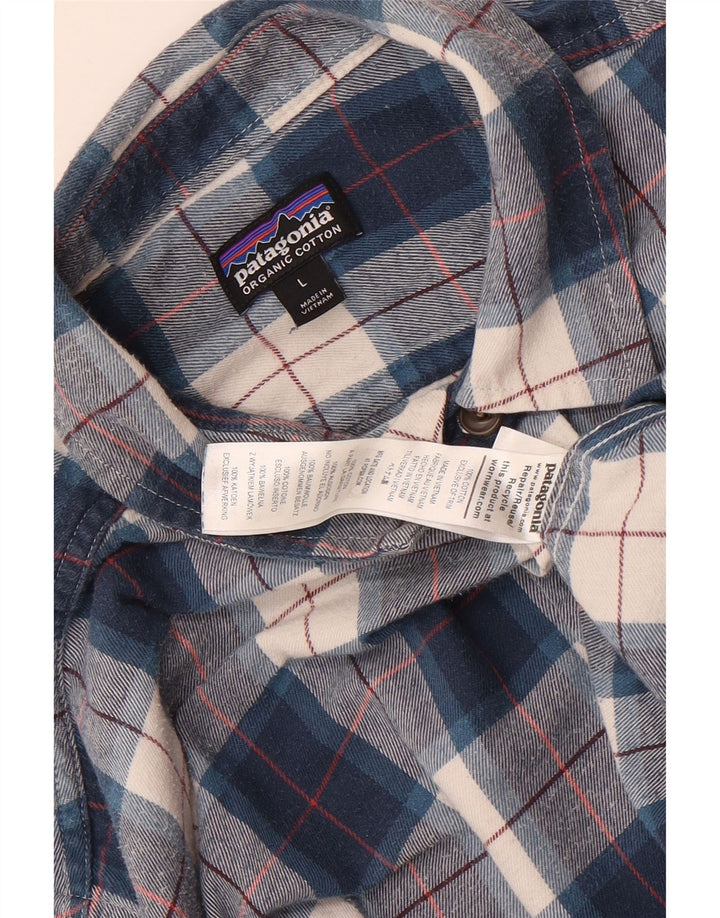 Camisa masculina de flanela Patagonia grande algodão xadrez azul