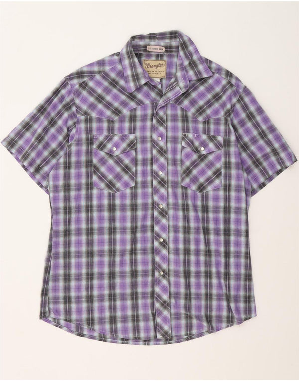 Wrangler Camisa masculina de manga curta xadrez roxo médio
