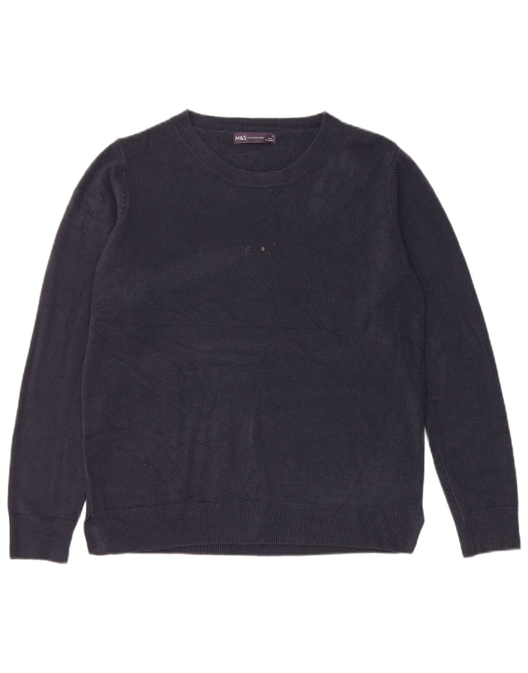 Suéter feminino Marks & Spencer com gola canoa Reino Unido 14 médio azul marinho