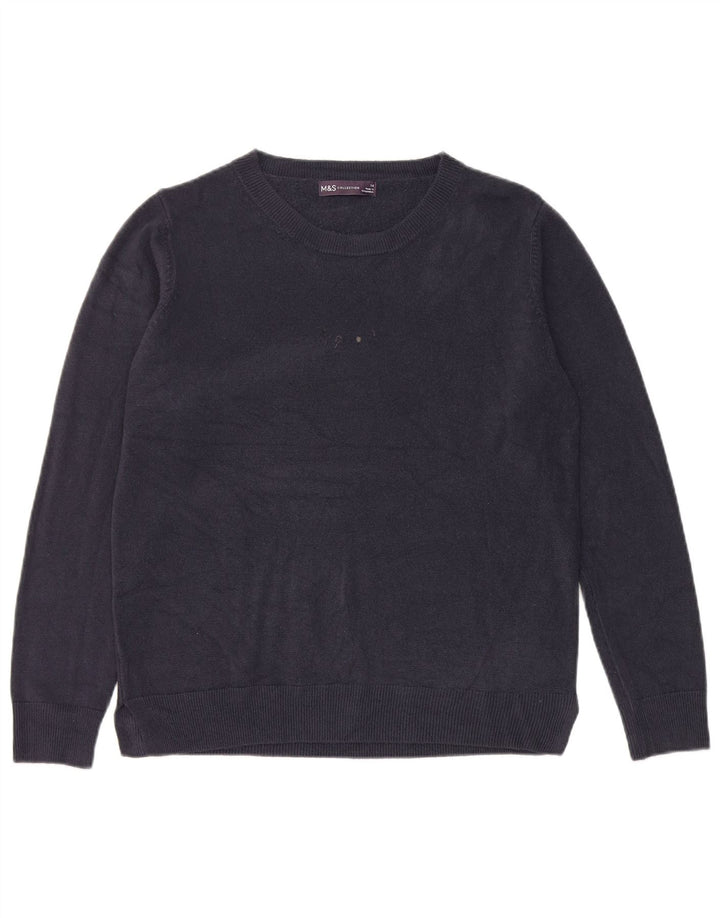 Suéter feminino Marks & Spencer com gola canoa Reino Unido 14 médio azul marinho
