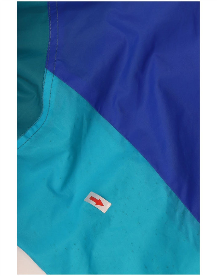 Jaqueta de chuva masculina com capuz K-Way UK 42 XL azul colorblock poliamida