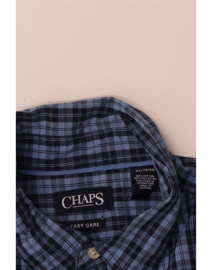 Camisa masculina Chaps Easy Care XL azul xadrez algodão