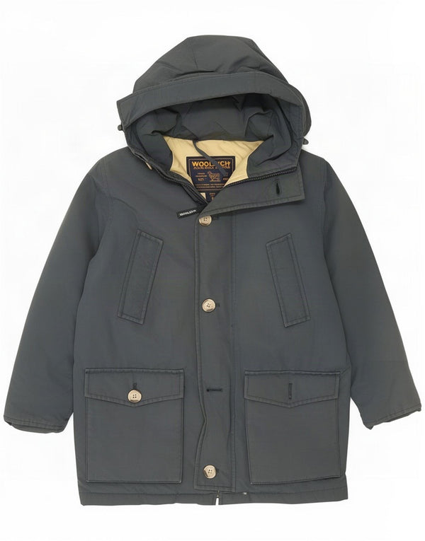 Casaco acolchoado com capuz para meninos Woolrich 7-8 anos Nylon cinza