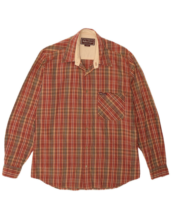 Camisa masculina Marlboro Classics grande algodão xadrez vermelho