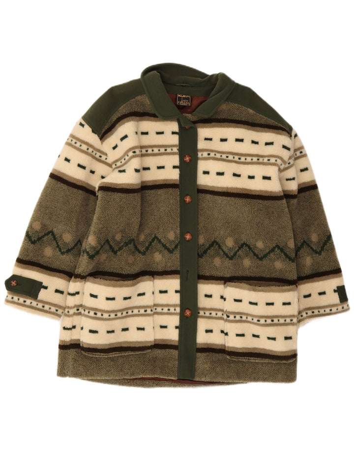 Sobretudo feminino vintage de lã superdimensionado EU 40 verde médio colorblock