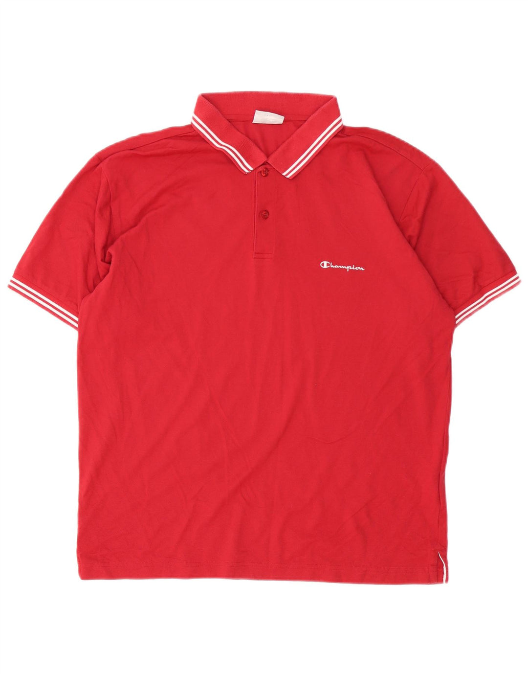 Camisa polo masculina CHAMPION grande algodão listrado vermelho