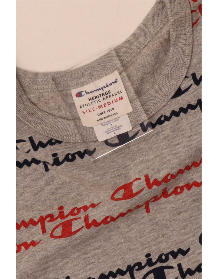 Camiseta Champion Masculina Heritage Graphic Top Algodão Cinza Médio