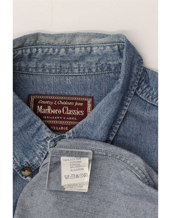 Camisa jeans masculina Marlboro Classics 2XL algodão azul