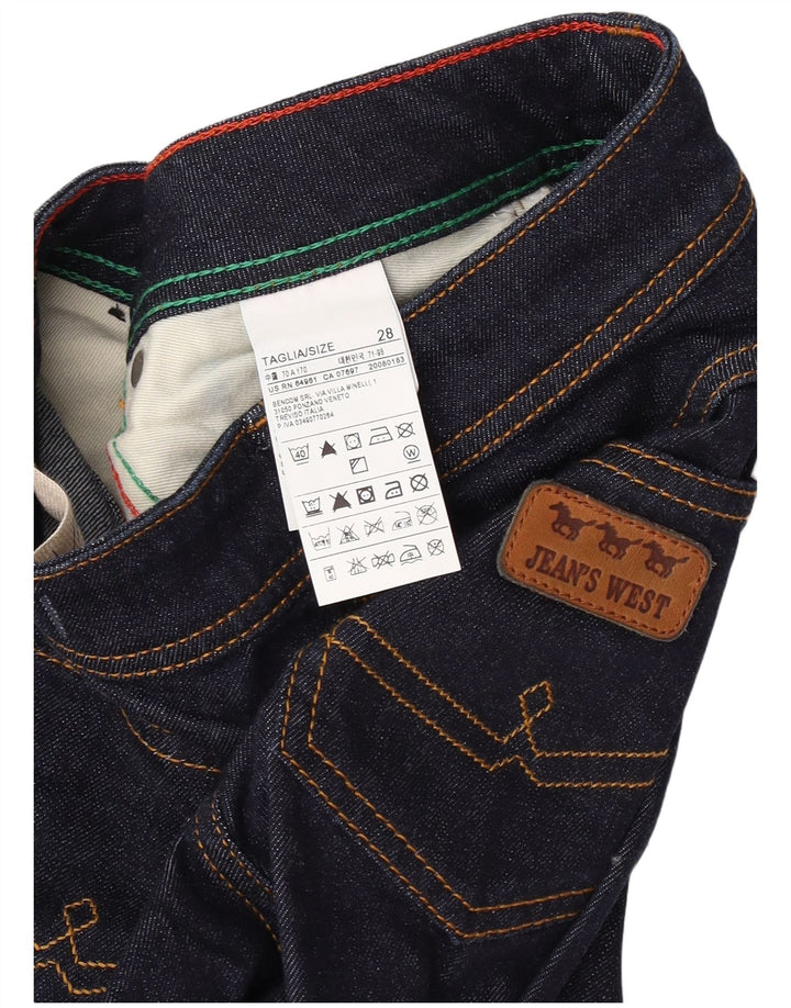 Jeans femininos Jean's West W28 L34 azul marinho algodão