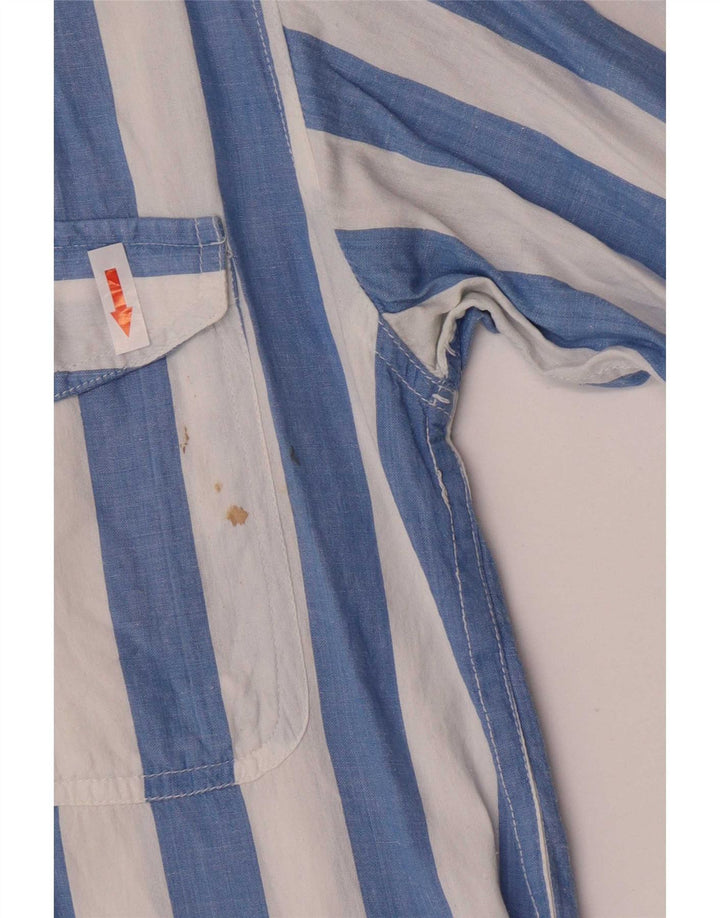 Camisa masculina vintage listrada azul média