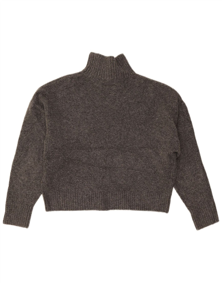 Suéter feminino Zara com gola alta e gola alta, Reino Unido 10 pequeno cinza