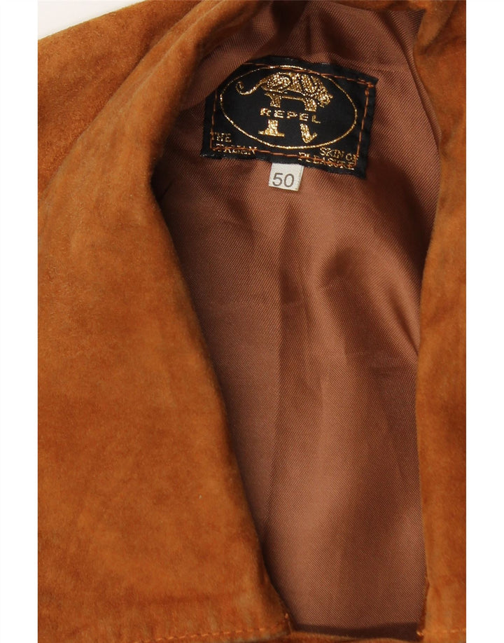 Jaqueta masculina de camurça VINTAGE IT 50 grande couro marrom
