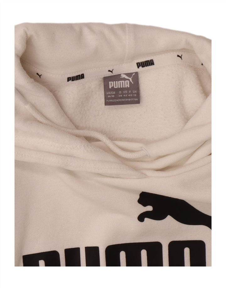 PUMA Womens Graphic Hoodie Jumper UK 12 Medium White Cotton Vintage Puma and Second-Hand Puma from Messina Hembry 