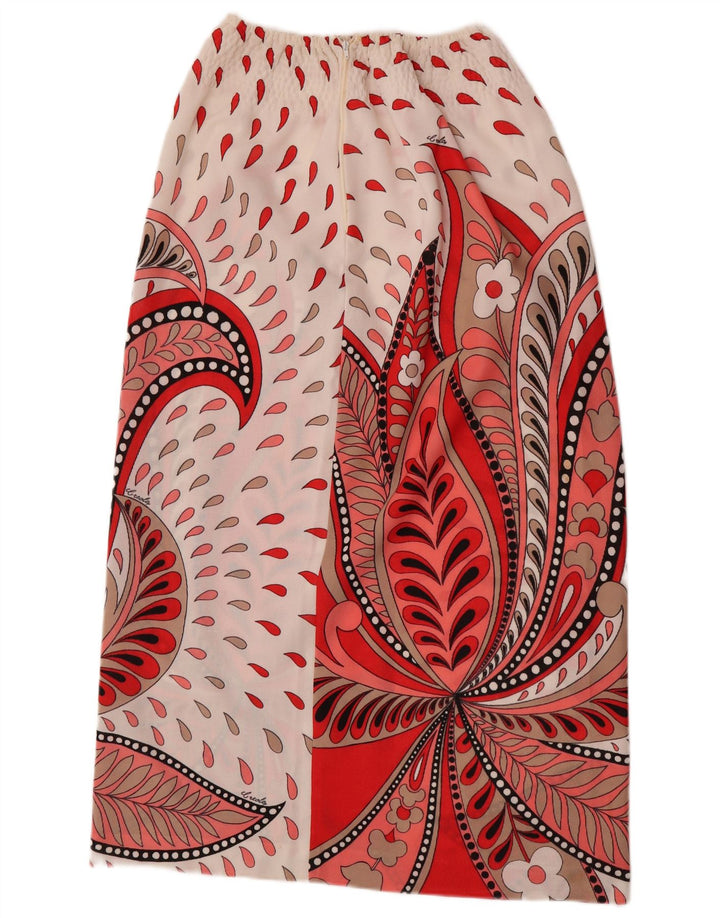 Saia maxi feminina vintage W26 pequena Paisley branca