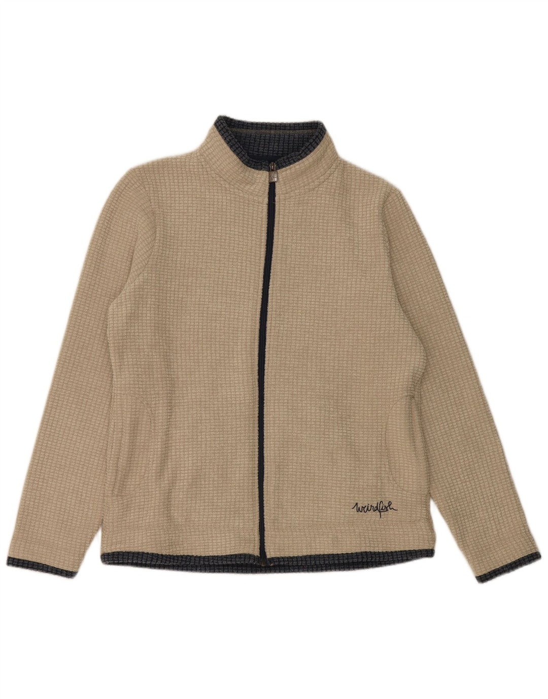 Jaqueta de lã feminina Weird Fish UK 16 grande poliéster cinza