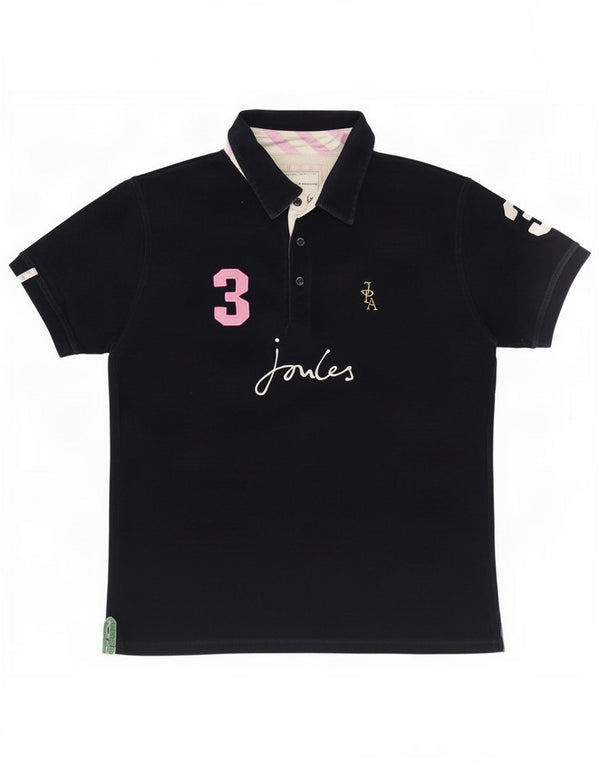 Camisa polo feminina Joules UK 18 XL azul marinho algodão