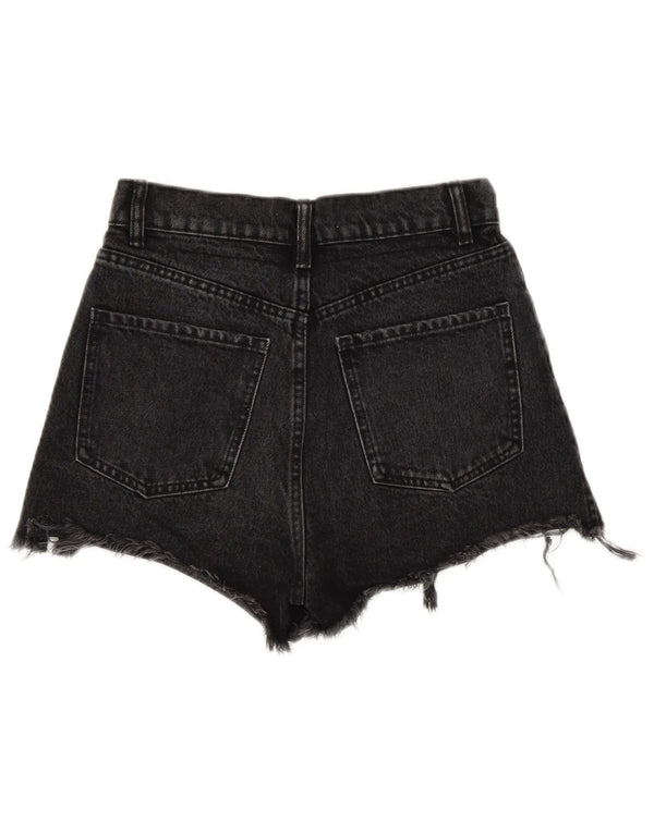 Zara Shorts jeans feminino de cintura alta EU 34 2XS W24 cinza
