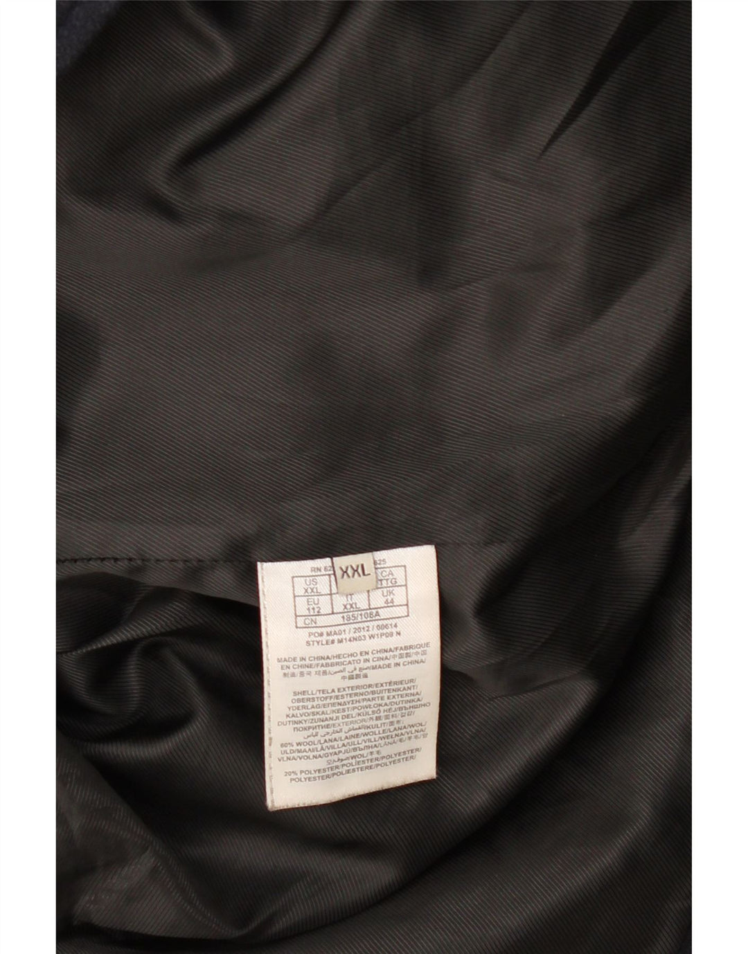 Guess Mens Pea Coat UK 44 2XL Lã Azul Marinho