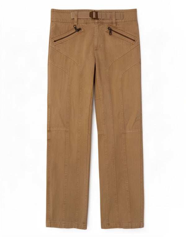 Calça casual reta masculina vintage IT 48 médio W32 L34 algodão cáqui