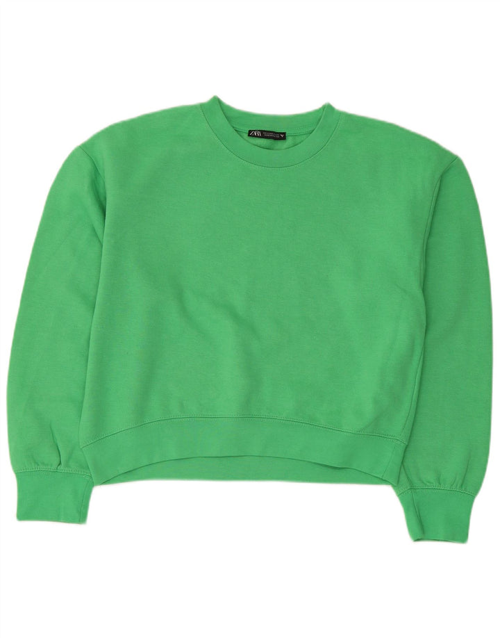 Zara Womens Oversized Sweatshirt Jumper UK 10 Pequeno Poliéster Verde