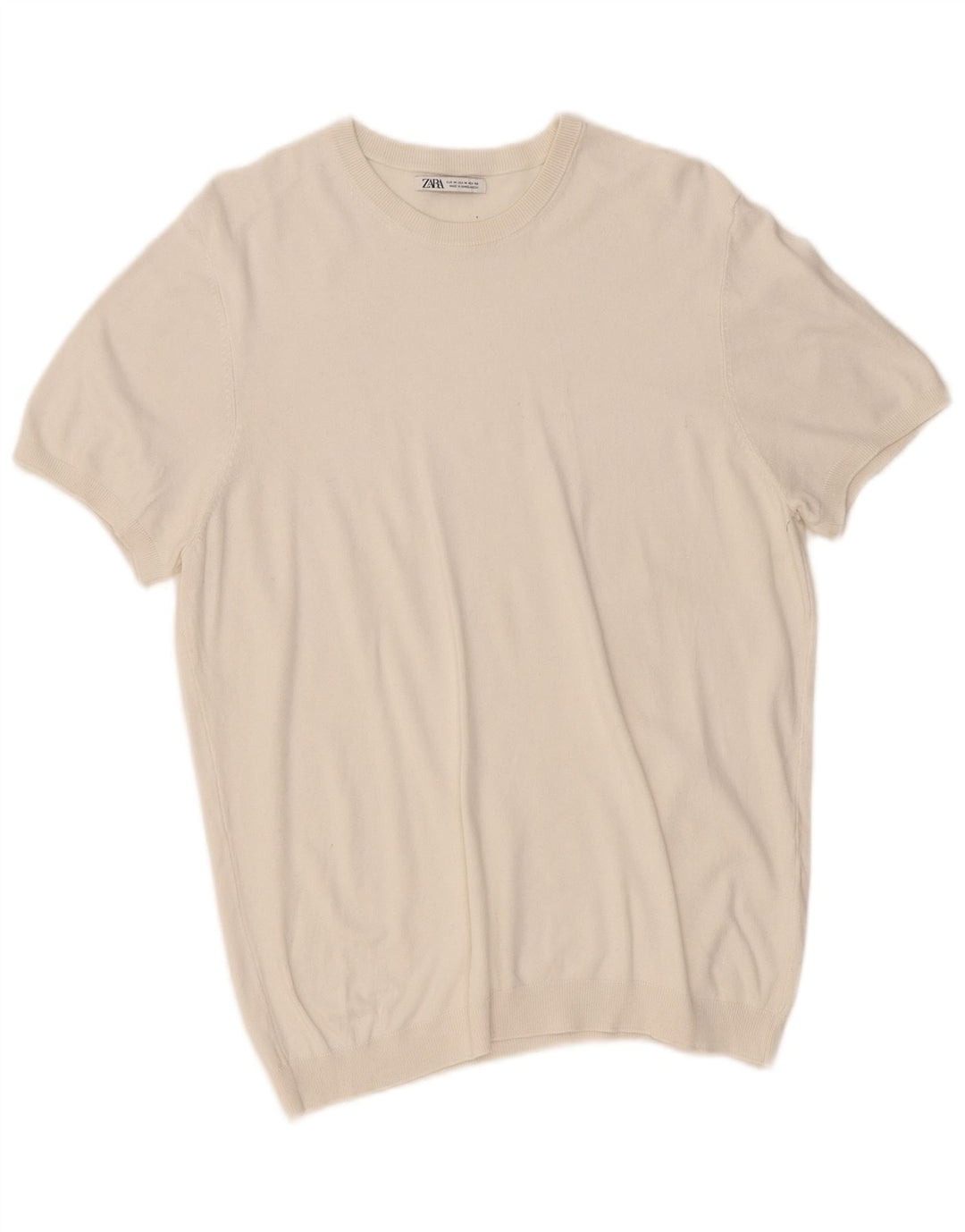 Suéter masculino ZARA de manga curta com gola canoa médio branco