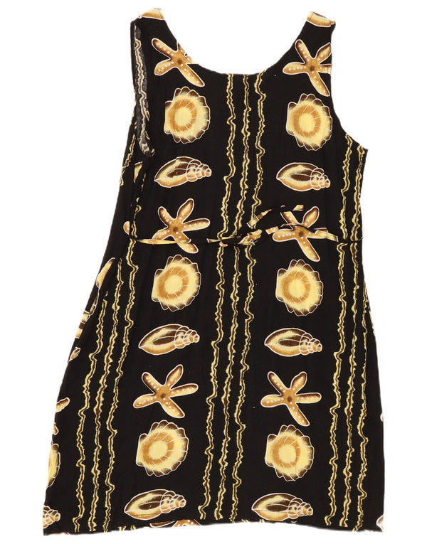 Vestido feminino vintage com estampa abstrata sem mangas UK 18 XL preto