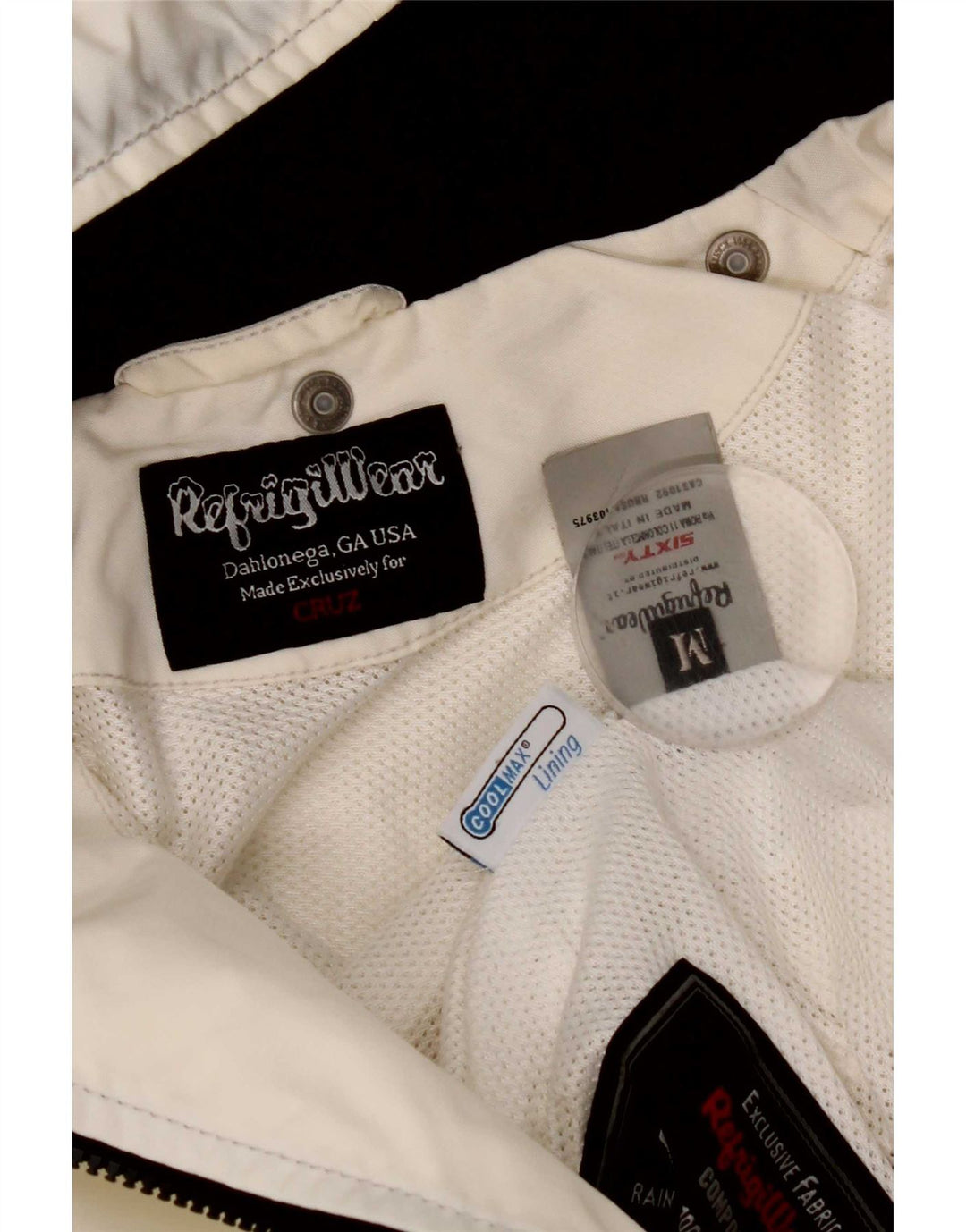 Jaqueta feminina Refrigiwear com capuz e chuva UK 12 médio branco poliamida