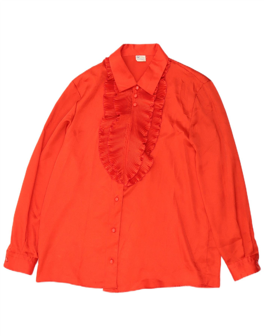 Blusa feminina BIANCHI com babados na frente Reino Unido 18 XL poliéster vermelho