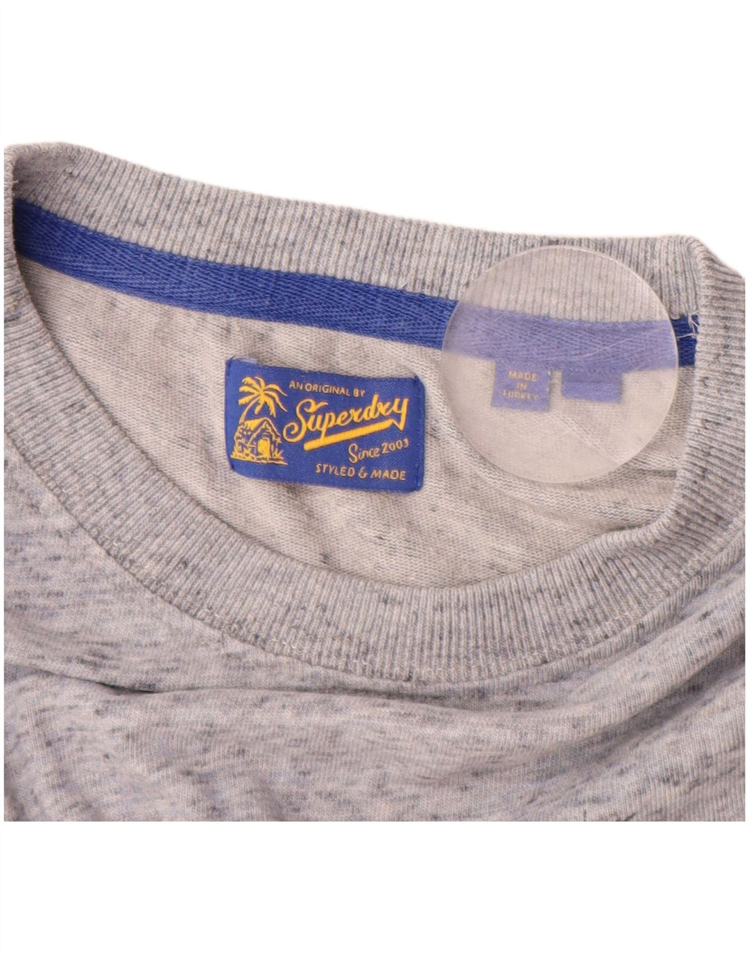 Camiseta masculina gráfica SUPERDRY Top algodão manchado cinza médio
