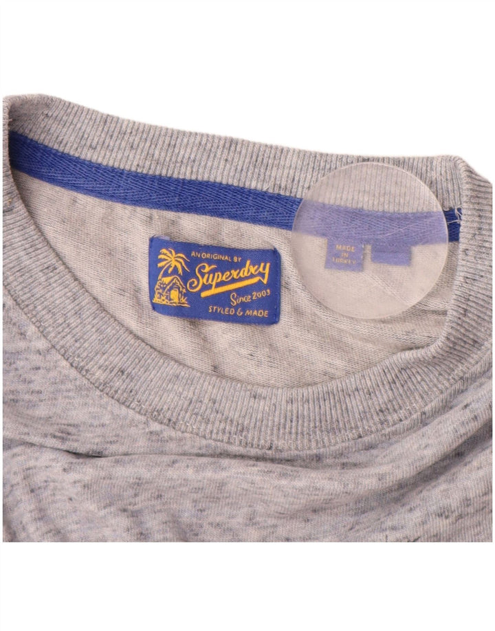 Camiseta masculina gráfica SUPERDRY Top algodão manchado cinza médio