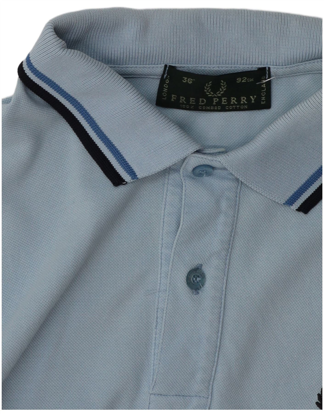 Camisa pólo masculina FRED PERRY pequena de algodão azul