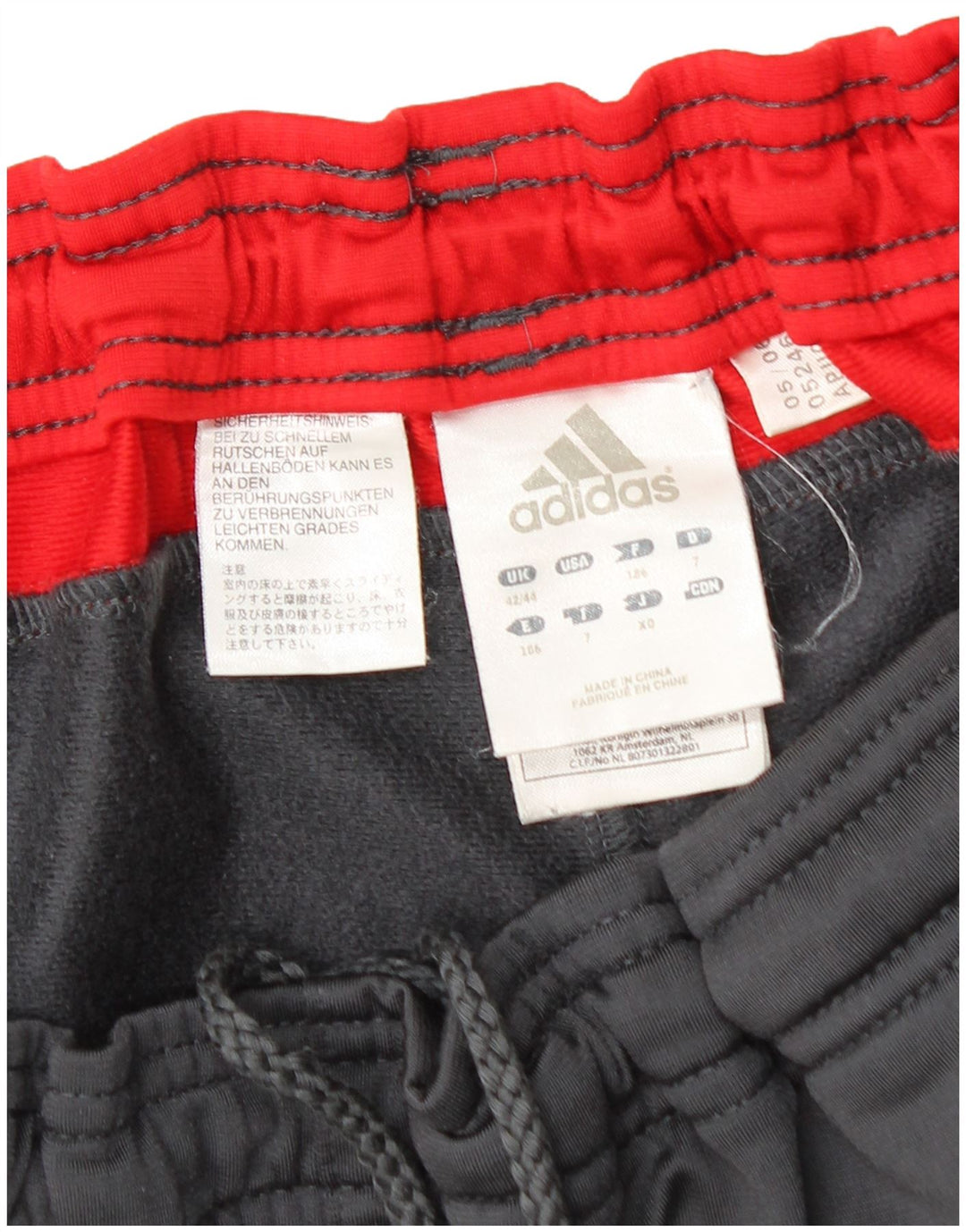 Calça de treino masculina Adidas UK 42/44 grande cinza colorblock poliéster