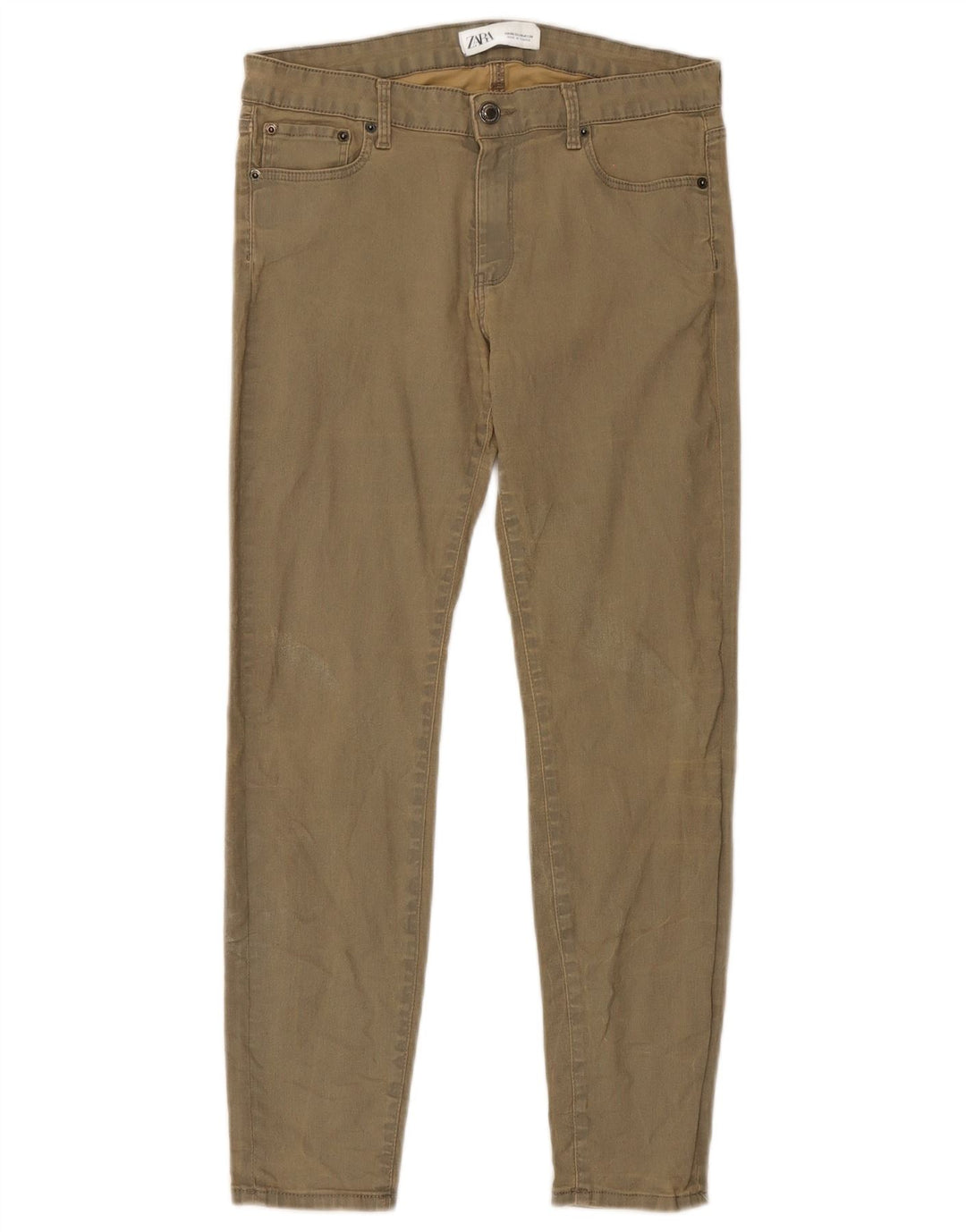 Calça feminina casual slim Zara EU 40 médio W30 L27 cáqui