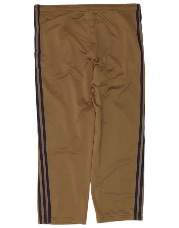 Calça de treino masculina Adidas UK 36/38 pequena cáqui poliéster