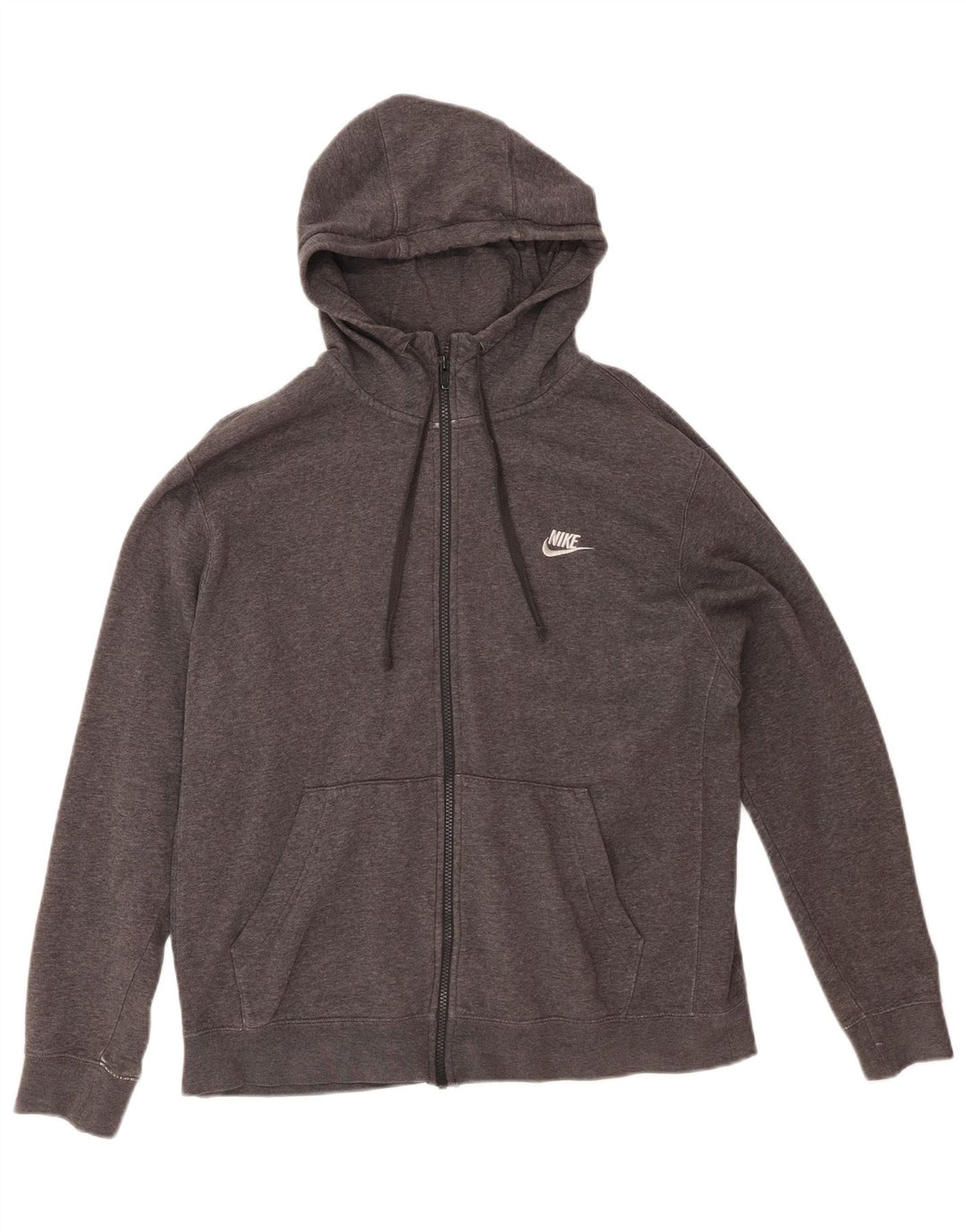 Suéter masculino NIKE com capuz e zíper grande cinza algodão