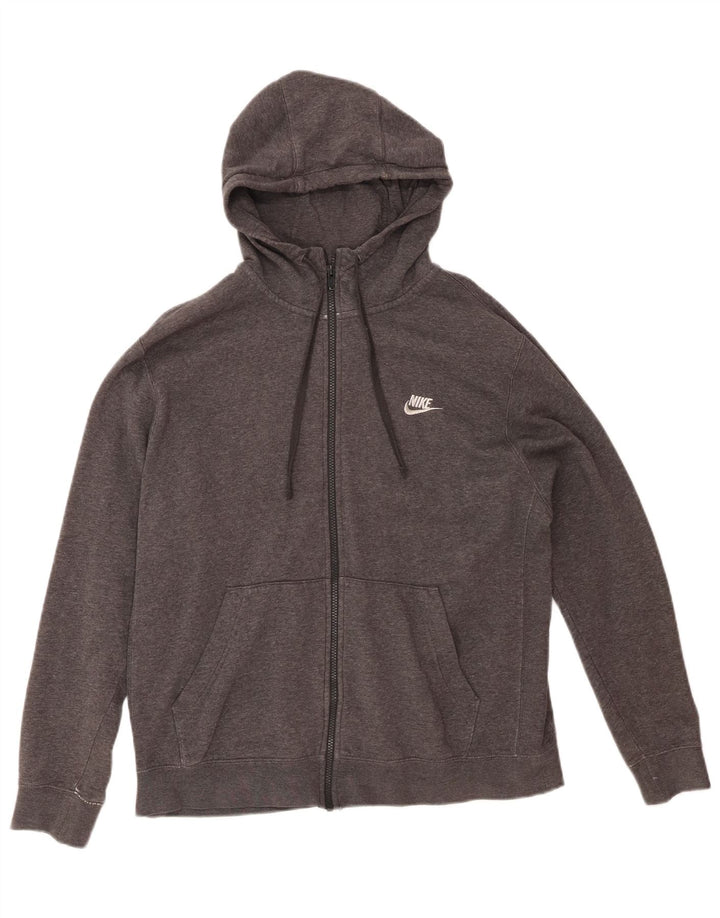 Suéter masculino NIKE com capuz e zíper grande cinza algodão