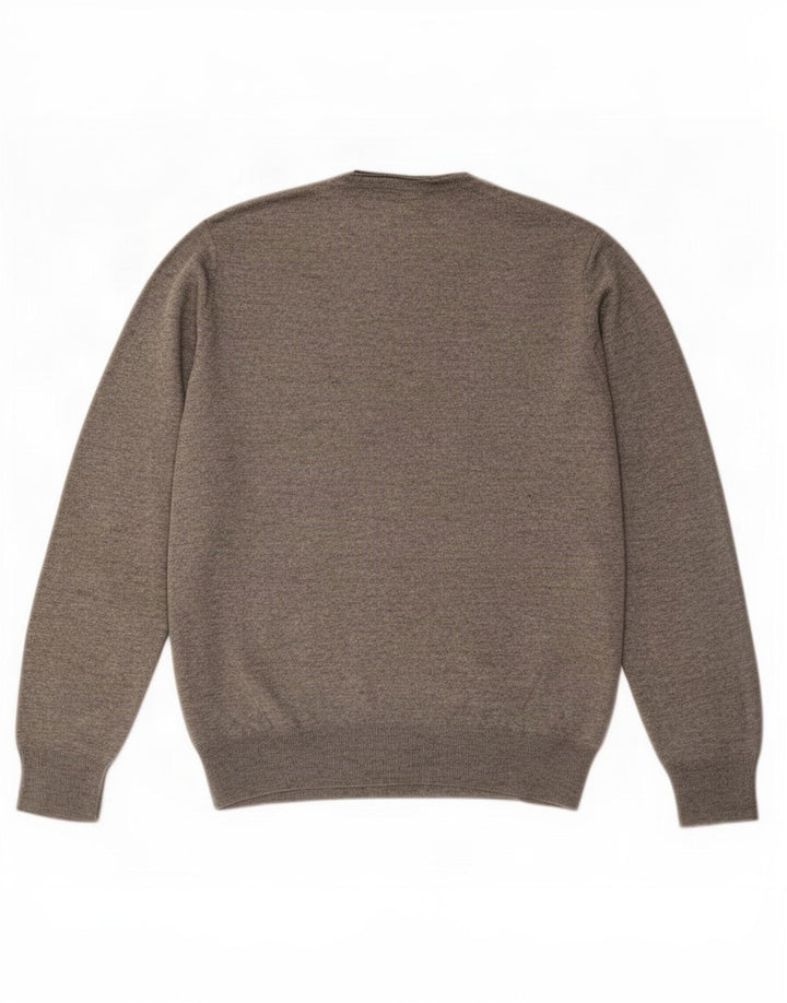 Fred Perry Suéter masculino com gola redonda cinza médio manchado