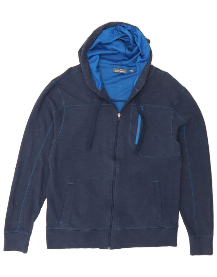 EDDIE BAUER Mens Zip Hoodie Sweater Medium Navy Blue Cotton Vintage Eddie Bauer and Second-Hand Eddie Bauer from Messina Hembry 