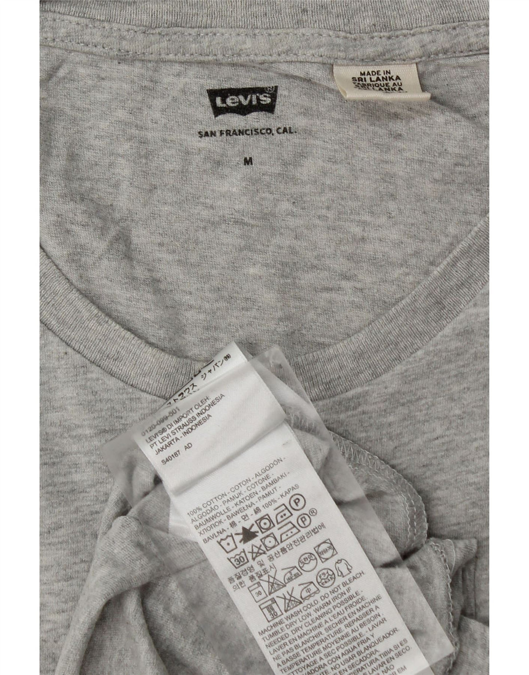 Camiseta masculina Levi's Top cinza médio algodão manchado