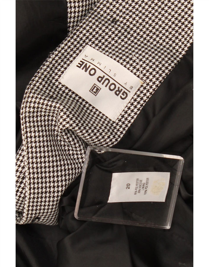 Jaqueta bomber feminina vintage UK 20 2XL poliéster preto Houndstooth