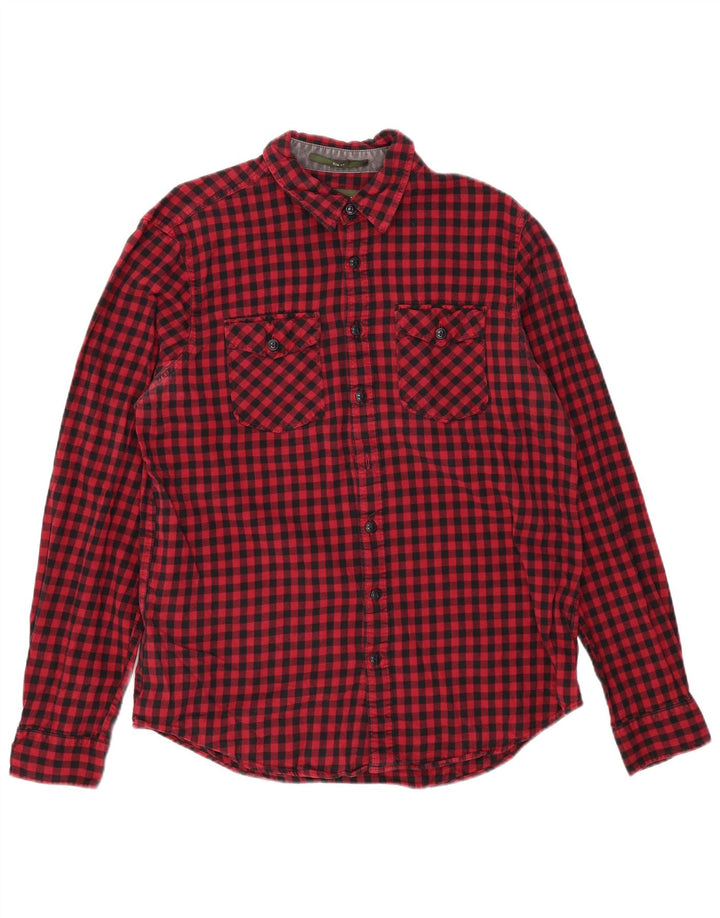 EDDIE BAUER Camisa masculina alta de flanela grande de algodão vermelho