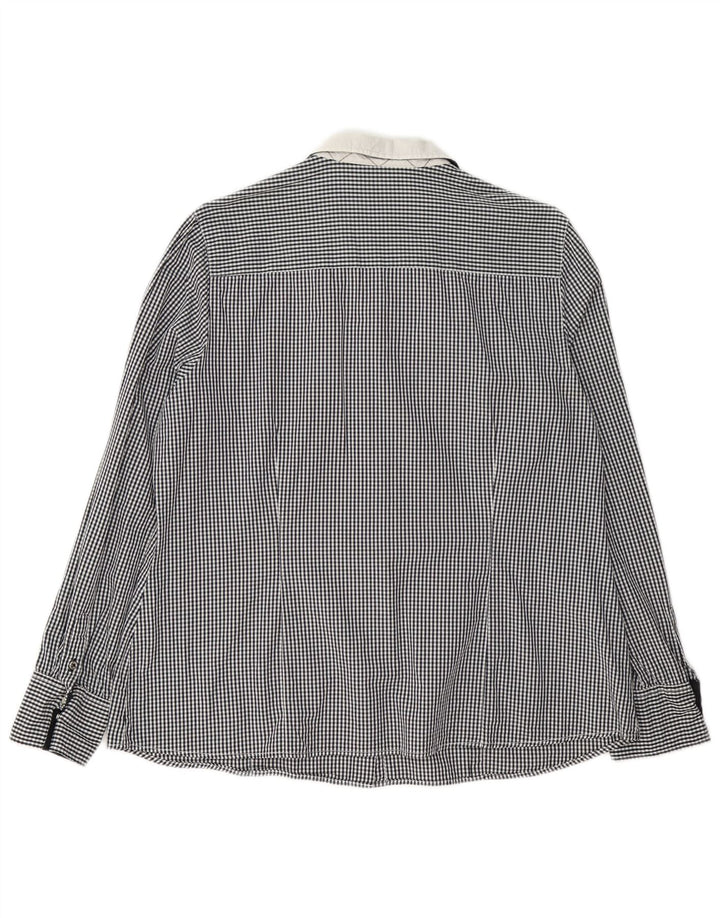 Camisa feminina vintage EU 42 XL preto algodão guingão