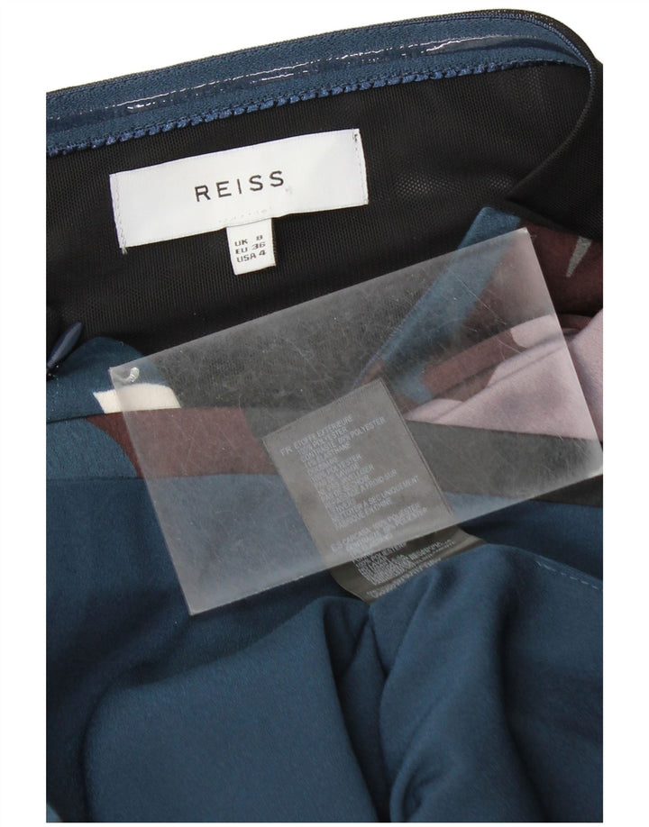 Vestido feminino REISS com estampa abstrata sem alças Reino Unido 8 pequeno multicolorido