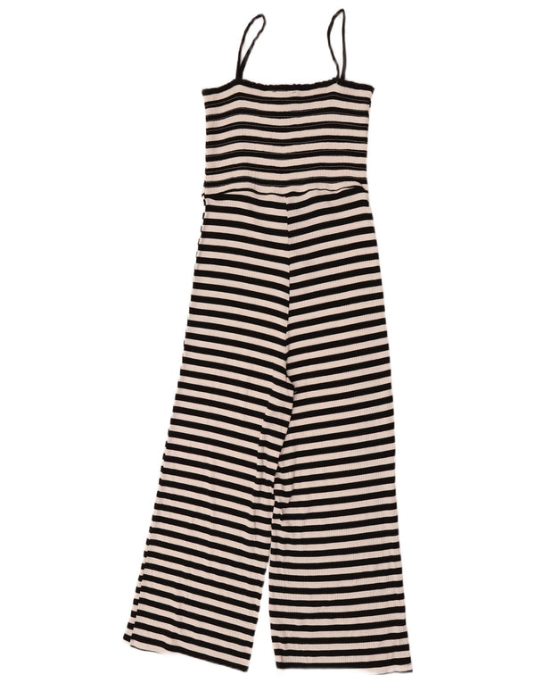 Macacão feminino Topshop sem mangas Reino Unido 10 viscose listrada preta pequena