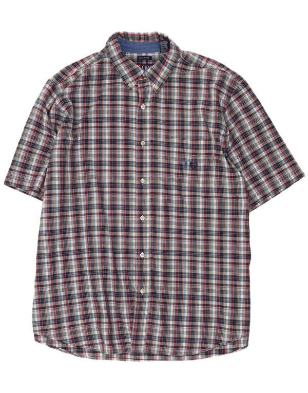 Camisa masculina de manga curta Chaps Easy Care 2XL algodão xadrez multicolorido