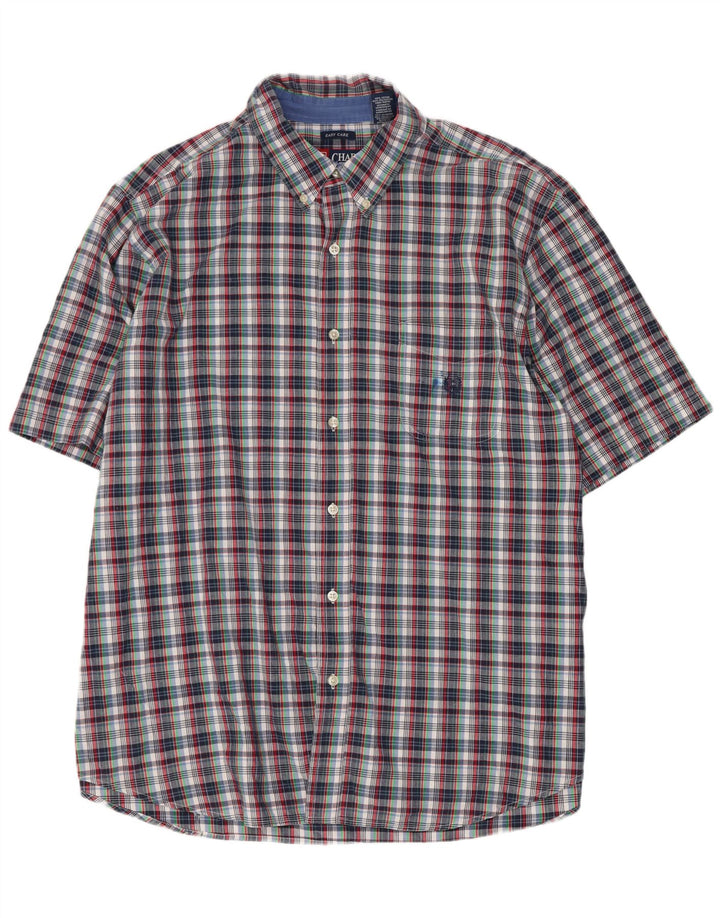 Camisa masculina de manga curta Chaps Easy Care 2XL algodão xadrez multicolorido